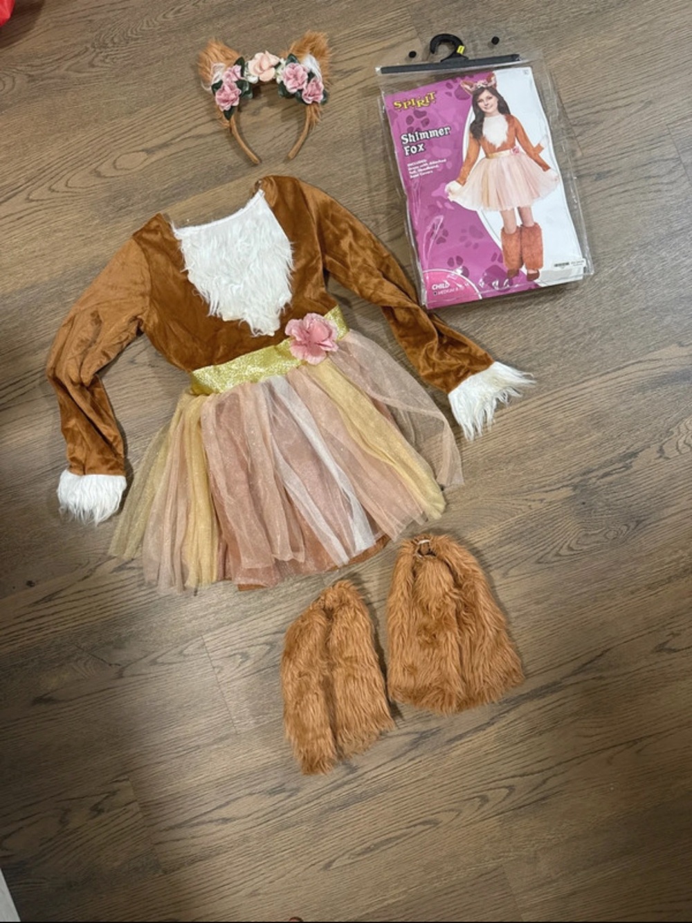 Shimmer Fox girls Halloween Costume - Brown & Cream size M 8/10